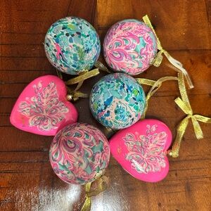 Lilly Pulitzer Pink and Blue Holiday Ornaments